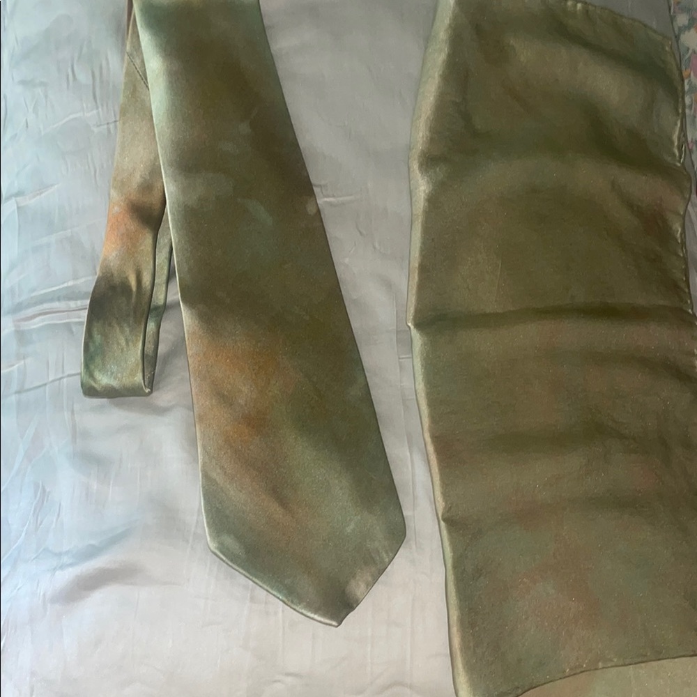 Custom dyed Shibori tie and pocket square
